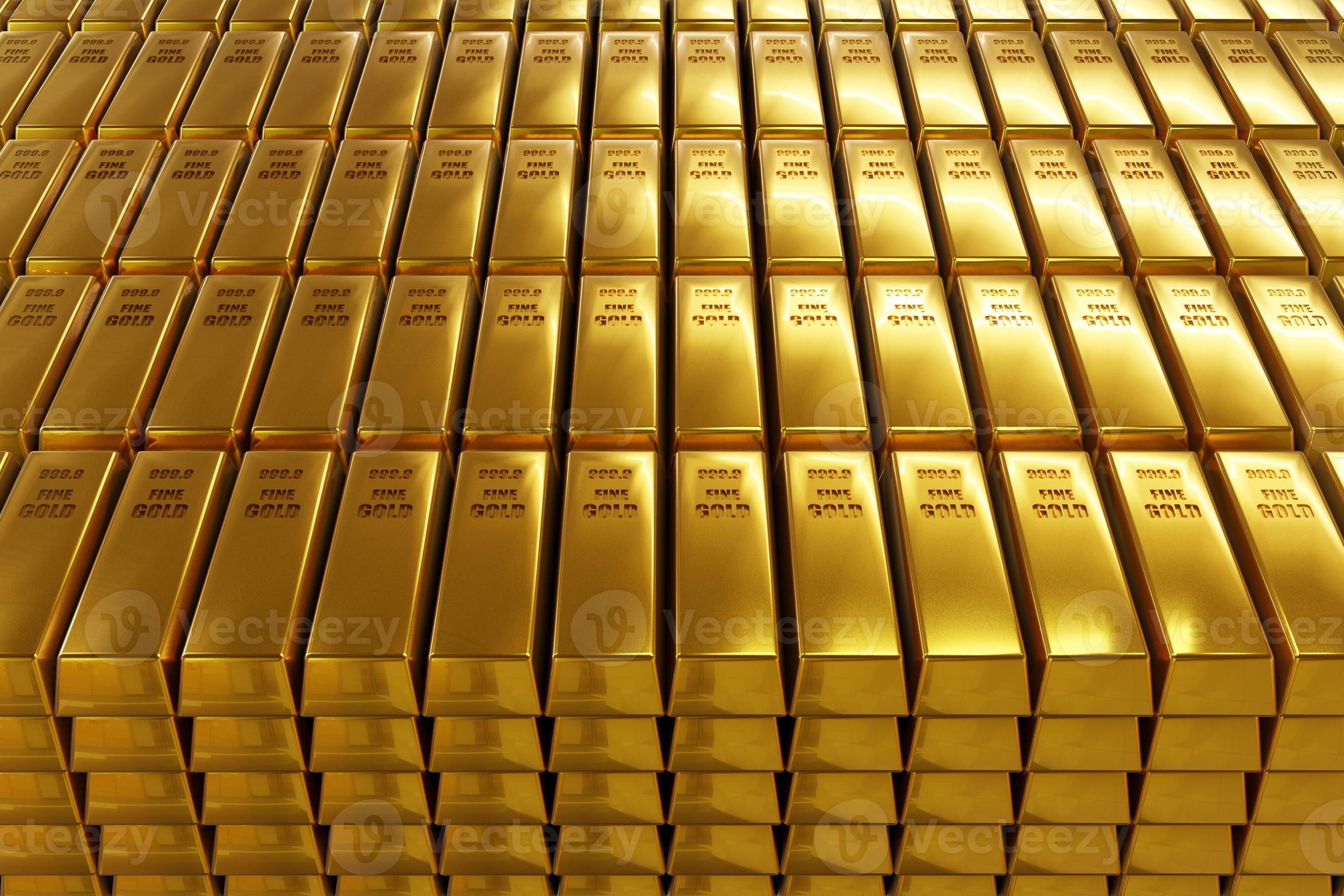 Stack Close up Gold Bars Weight Of Gold Bars Concept Of Wealth And 