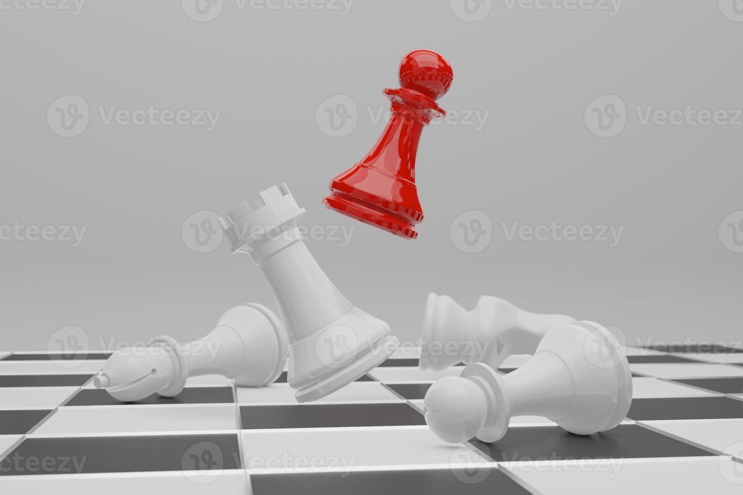 Chess board game, business competitive concept, copy space 3D rendering photo