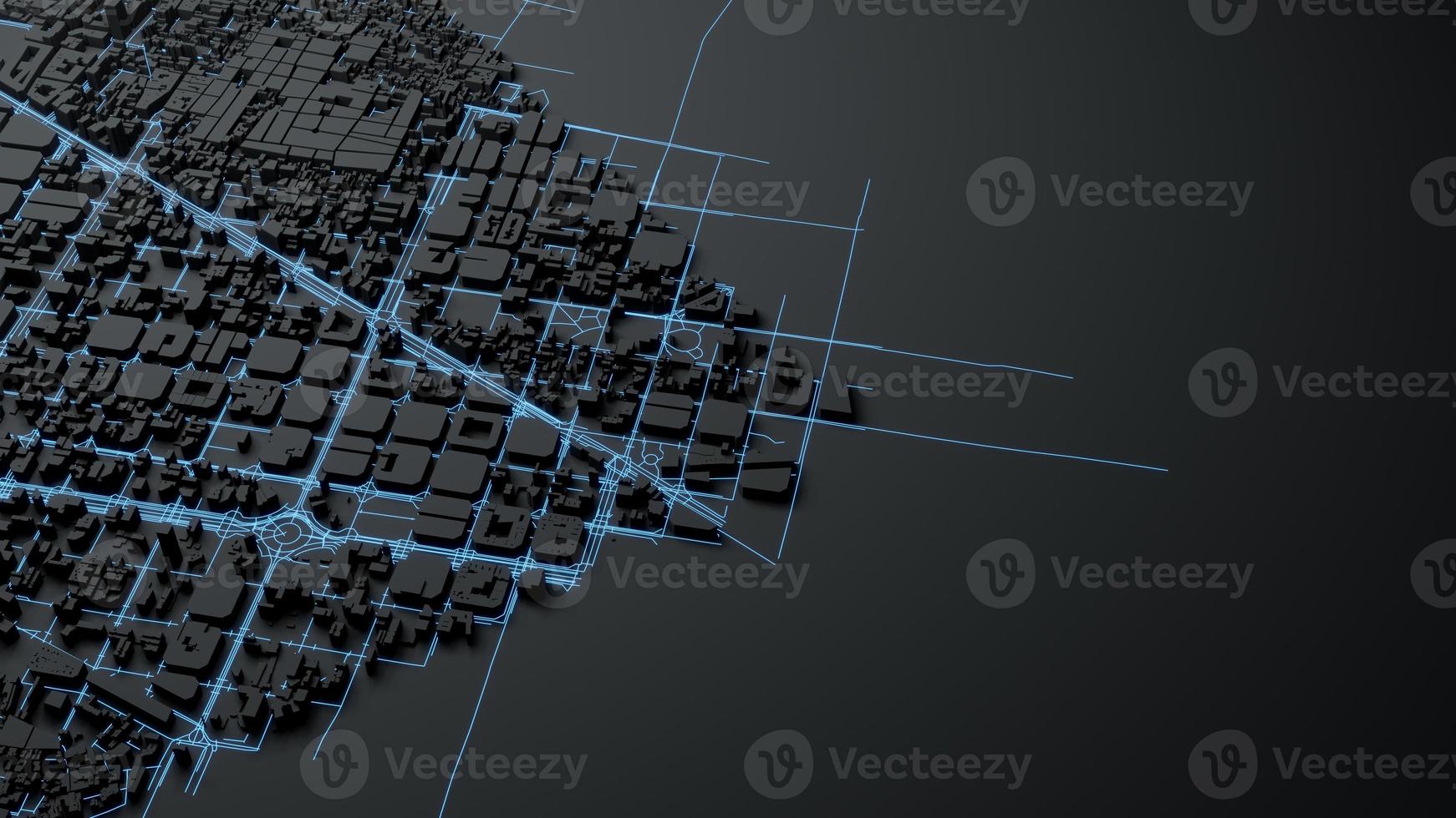 Techno mega city urban and futuristic technology concepts,  3d rendering photo