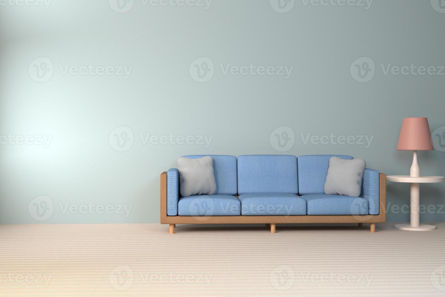 Interior of the living room. soft sofa and pillow near lamp soft color wall 3D rendering - Illustration photo