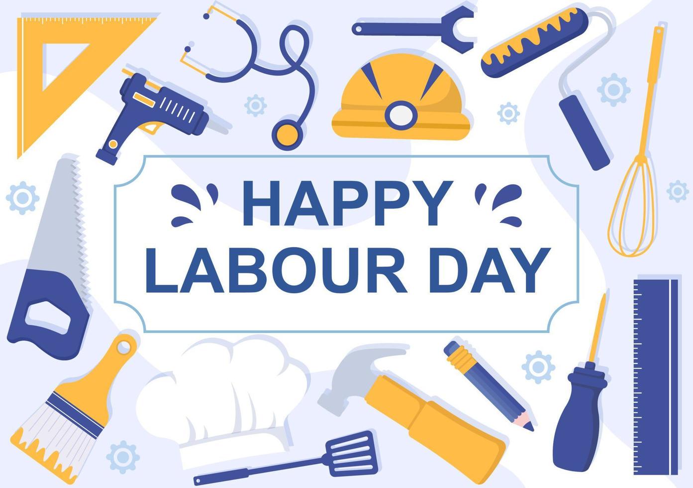 Happy Labor Day from People of Various Professions, Different Background and Thanks to Your Hard Work in Flat Cartoon Illustration for Poster vector