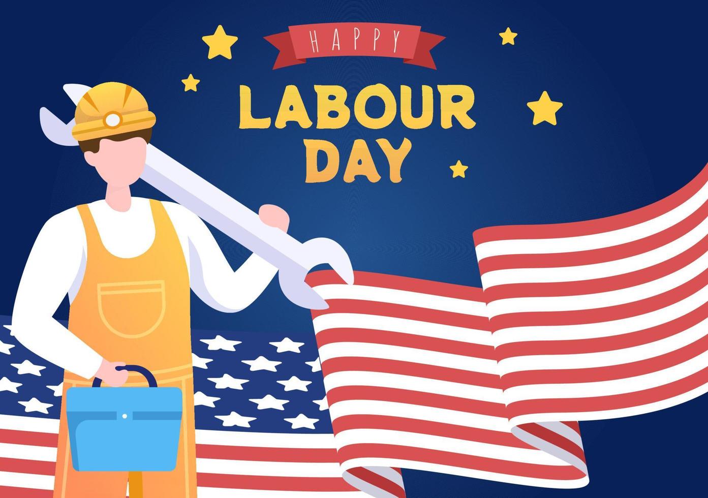 Happy Labor Day from People of Various Professions, Different Background and Thanks to Your Hard Work in Flat Cartoon Illustration for Poster vector