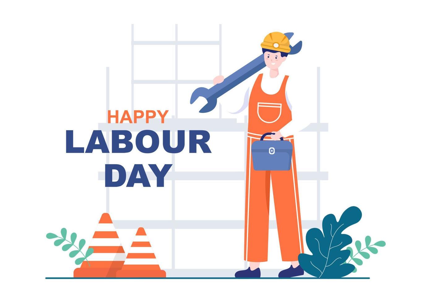Happy Labor Day from People of Various Professions, Different Background and Thanks to Your Hard Work in Flat Cartoon Illustration for Poster vector