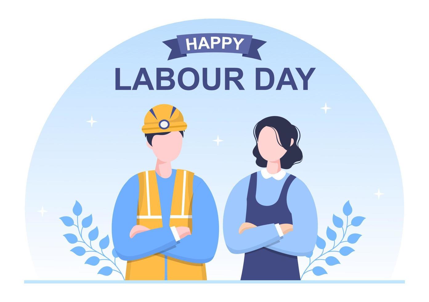 Happy Labor Day from People of Various Professions, Different Background and Thanks to Your Hard Work in Flat Cartoon Illustration for Poster vector