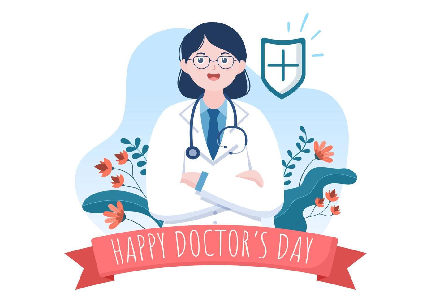 World Doctors Day Vector Illustration for Greeting Card, Poster or Background with Doctor, Stethoscope and Medical Equipment Image