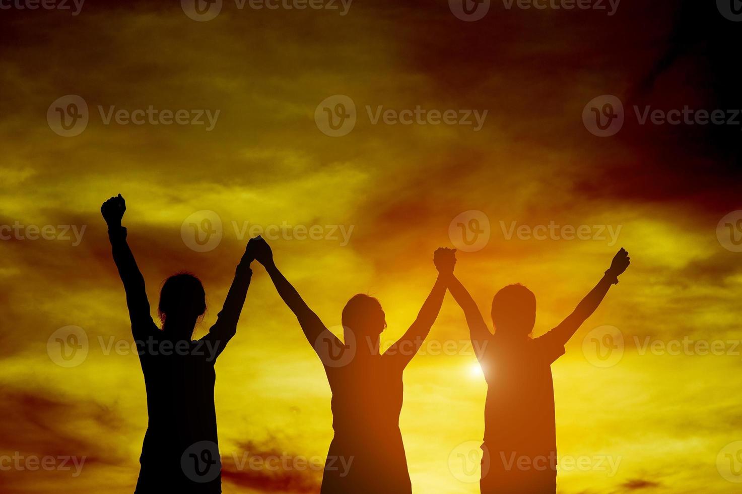 Silhouette of team leadership, teamwork and teamwork and delightful silhouette concepts photo