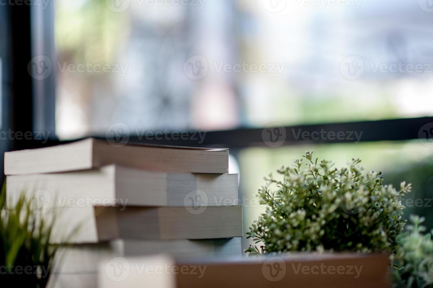 Book placed on the desk A lot of books, beautiful colors for studying, knowledge,education - images photo