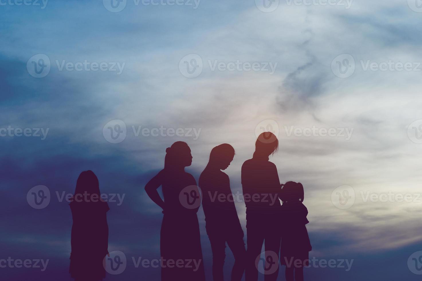 Silhouette of team leadership, teamwork and teamwork and delightful silhouette concepts photo