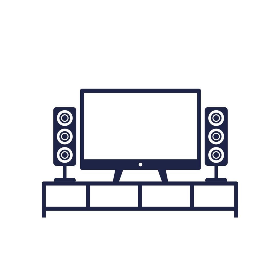 tv and audio system on the stand, vector