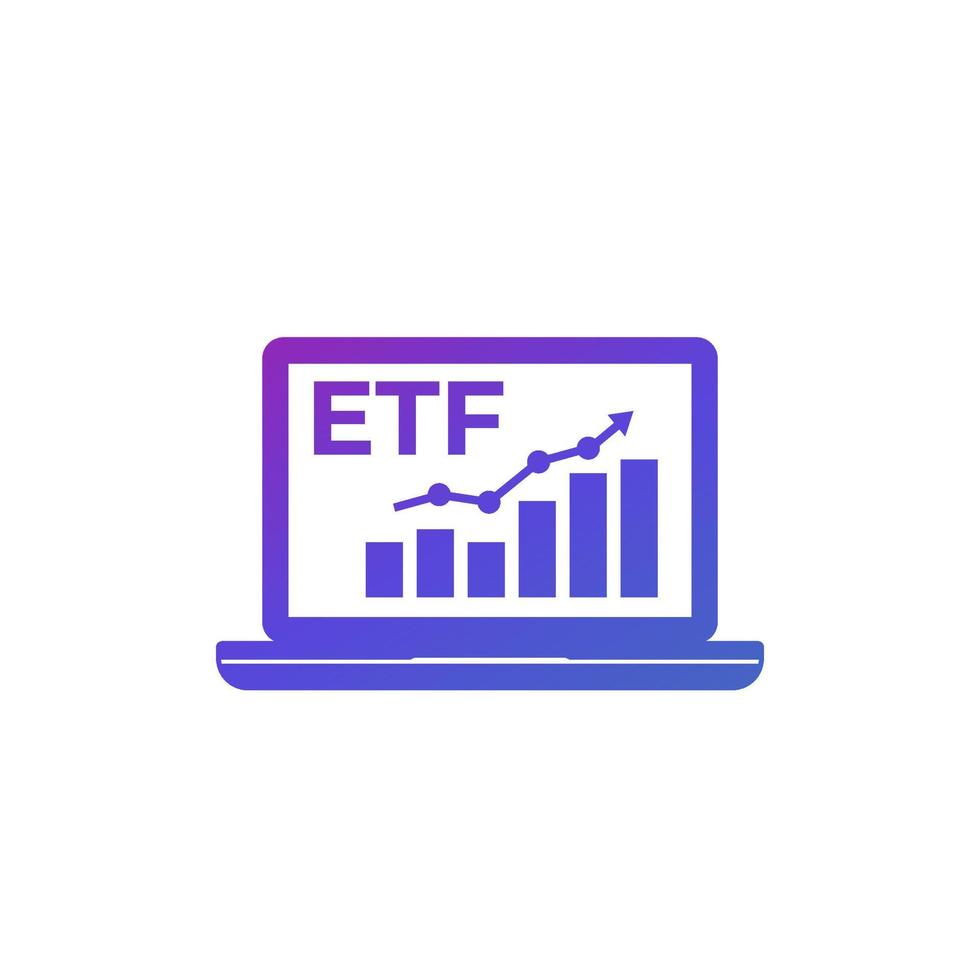 ETF icon with graph, exchange traded funds vector