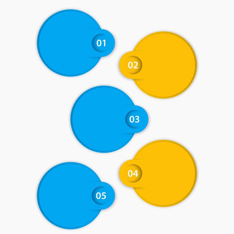 1, 2, 3, 4, 5 pasos, gráfico de progreso, plantilla de programación, en azul y amarillo, ilustración vectorial vector