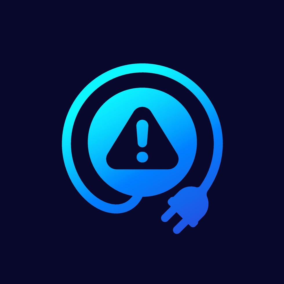electric plug and warning alert icon, vector