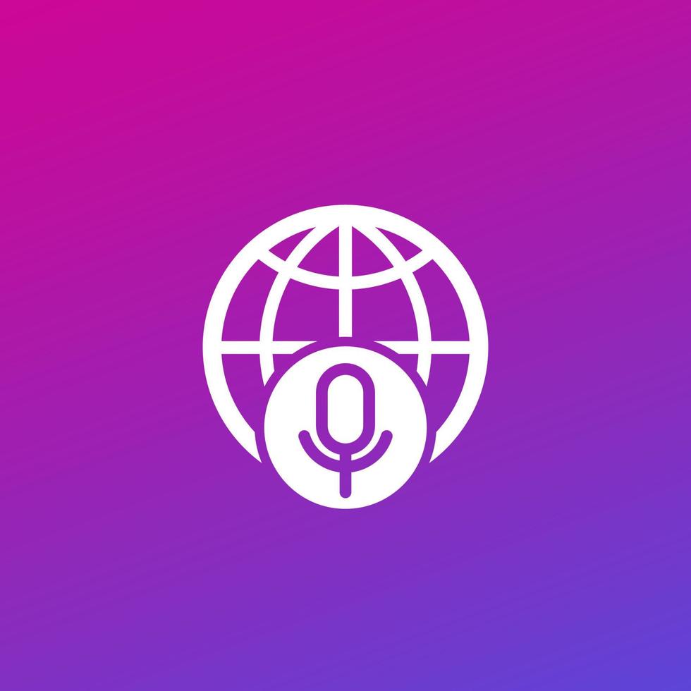 microphone and globe vector icon