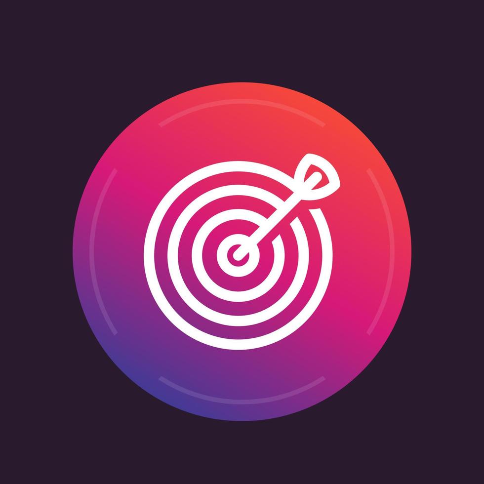 target with arrow line icon, goal achievement business concept vector