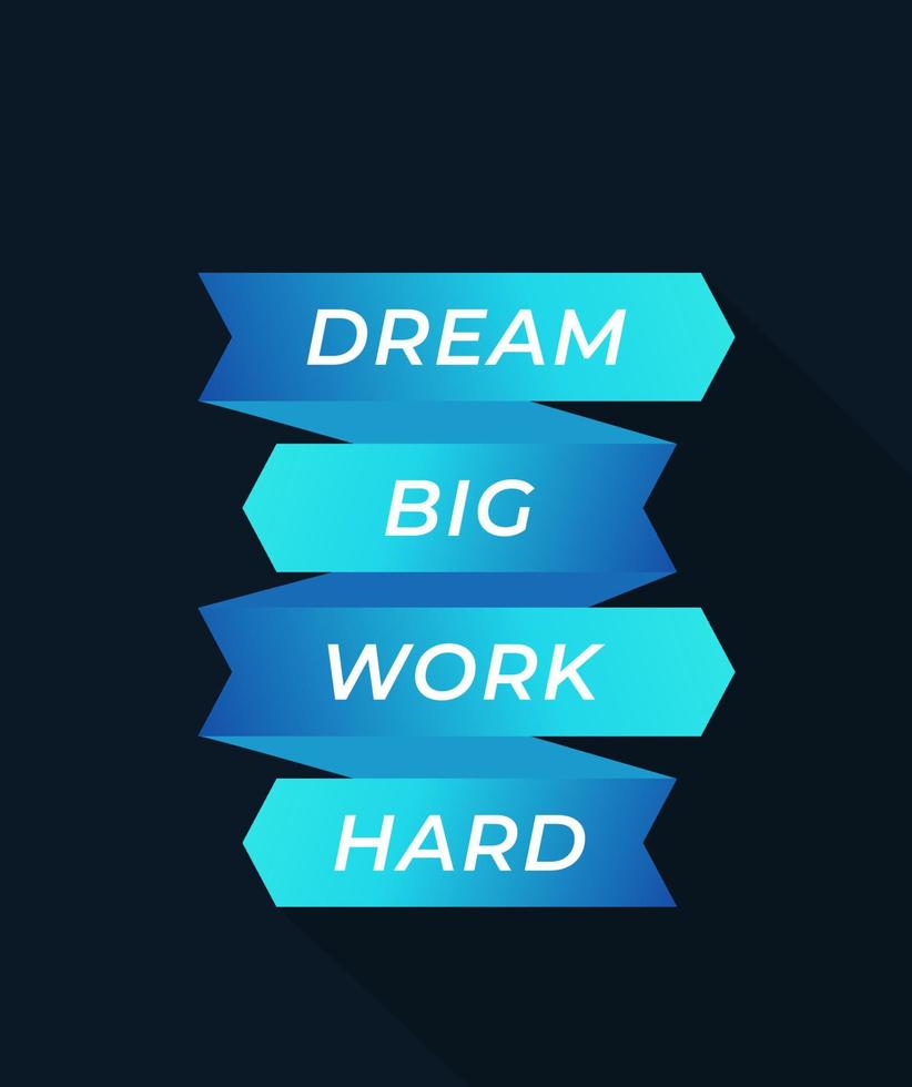 Motivation quote, inspiration, Dream big, work hard vector