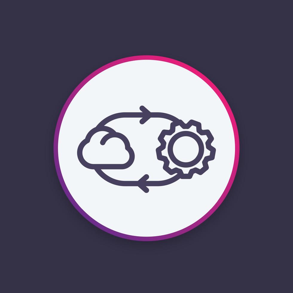 cloud technology line icon, vector pictogram
