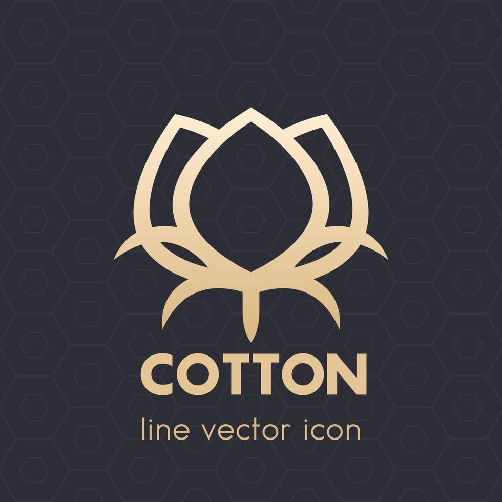 cotton flower icon, logo element, gold over dark vector