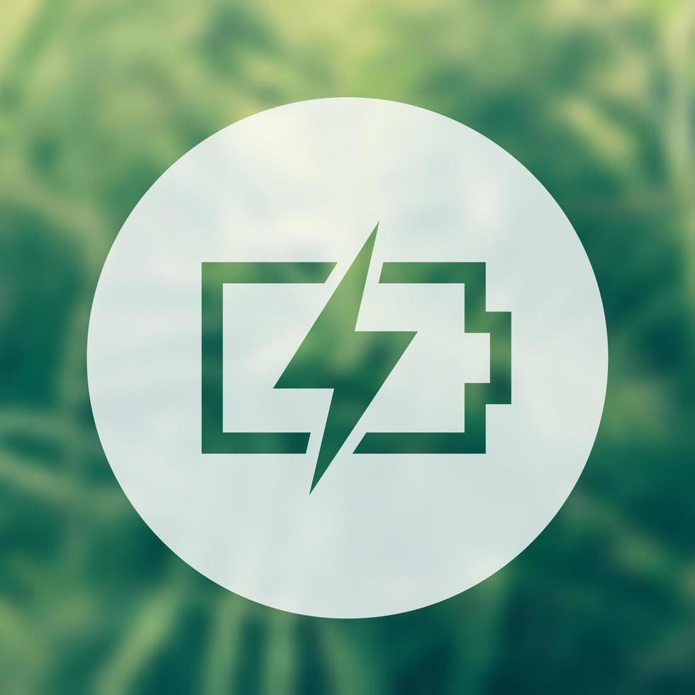 charging battery icon, round transparent pictogram vector