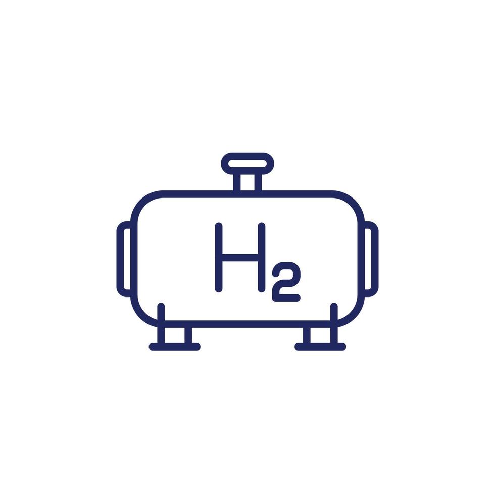 icono de línea de tanque de gas de hidrógeno en blanco vector