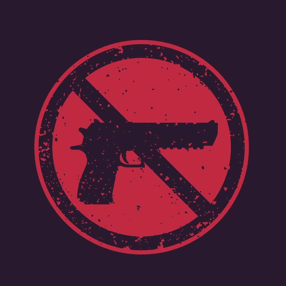 no hay señales de armas con pistola potente, silueta de pistola, no hay huellas redondas de armas de fuego, ilustración vectorial vector