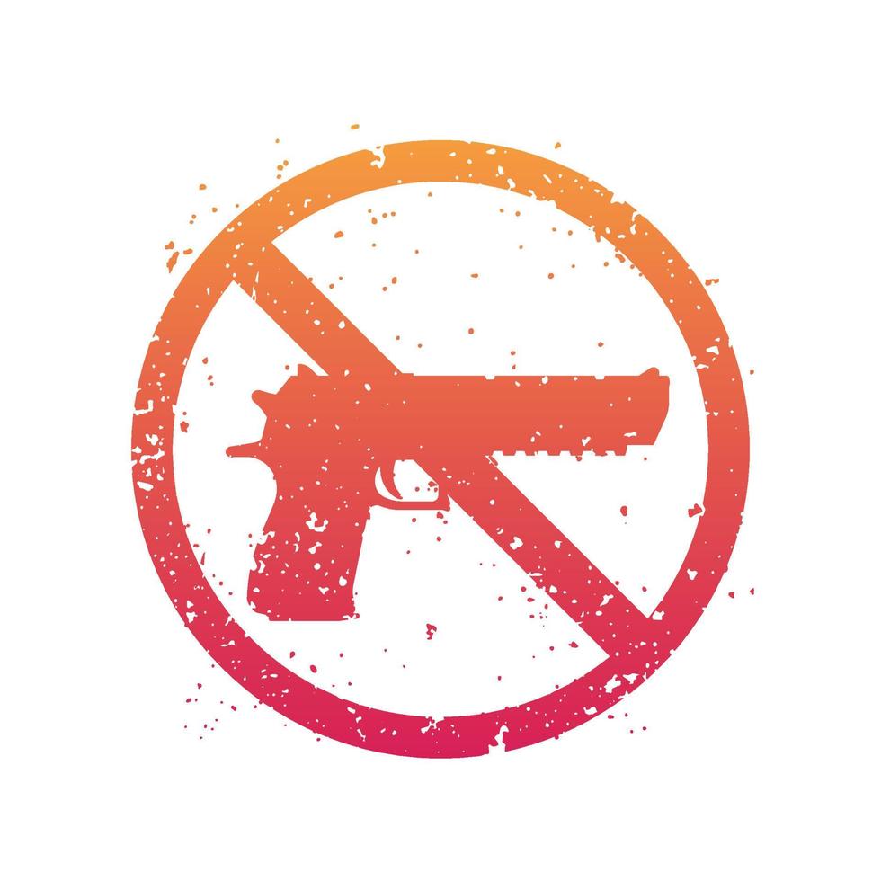 no hay señales de armas con una pistola poderosa, no hay armas de fuego, aislado en blanco, ilustración vectorial vector