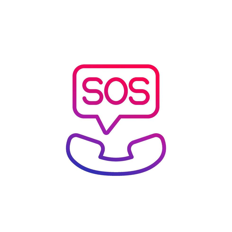 sos, emergency call line icon vector