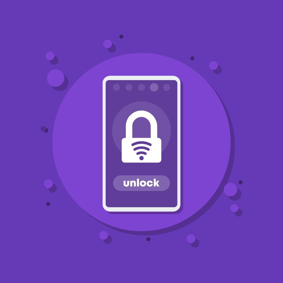 smart lock mobile app, vector