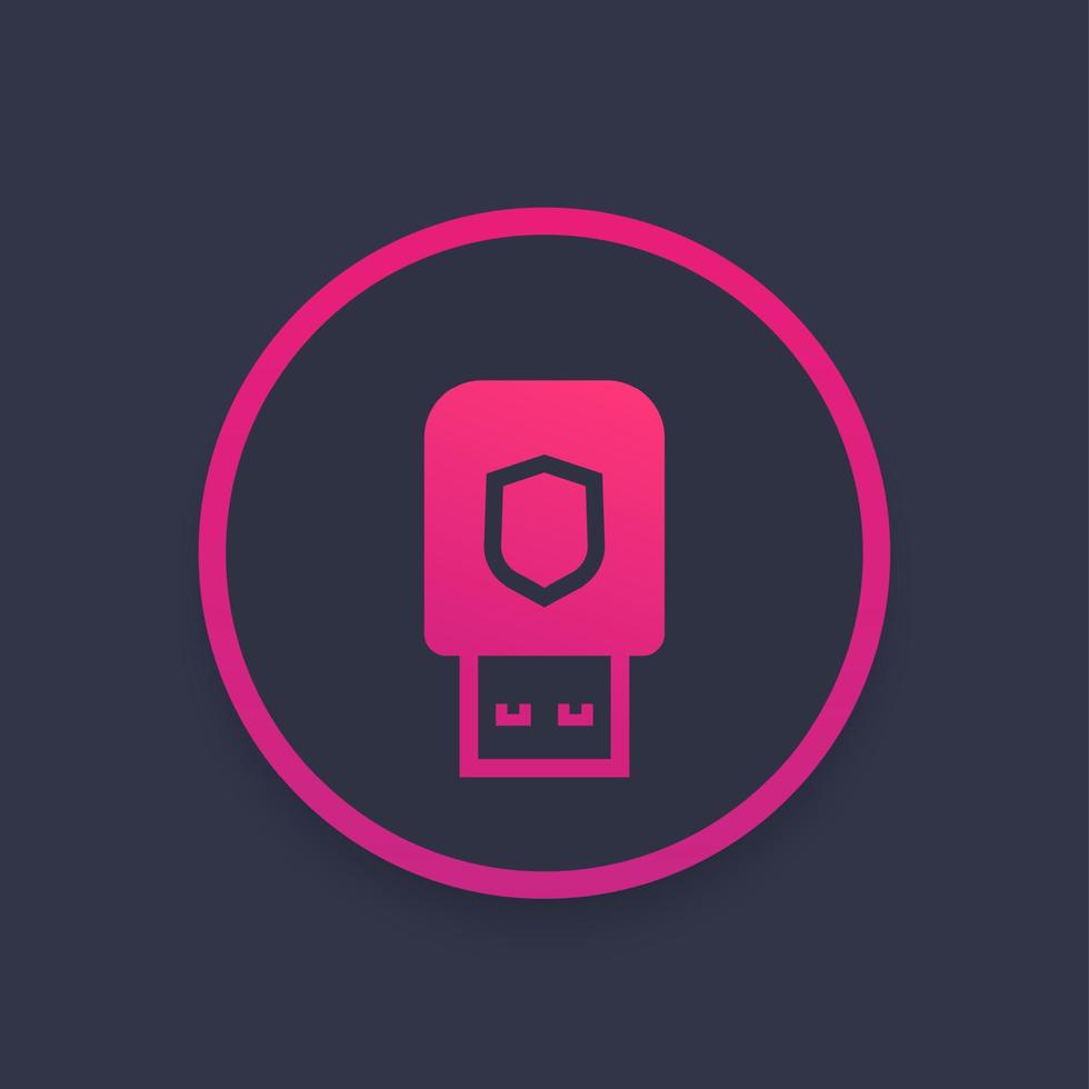 usb stick, data protection and security icon vector