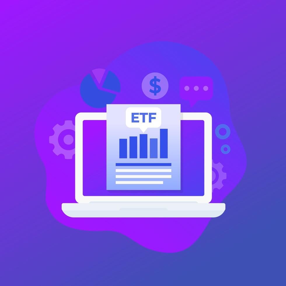 comercio etf, fondos negociados en bolsa, vector de análisis financiero