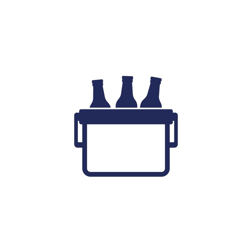 Portable cooler box with beer icon on white vector