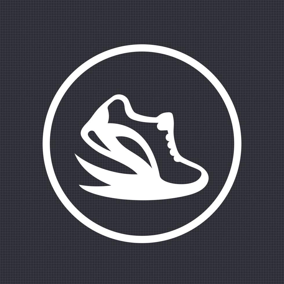 Running logo element, icon in circle over dark vector