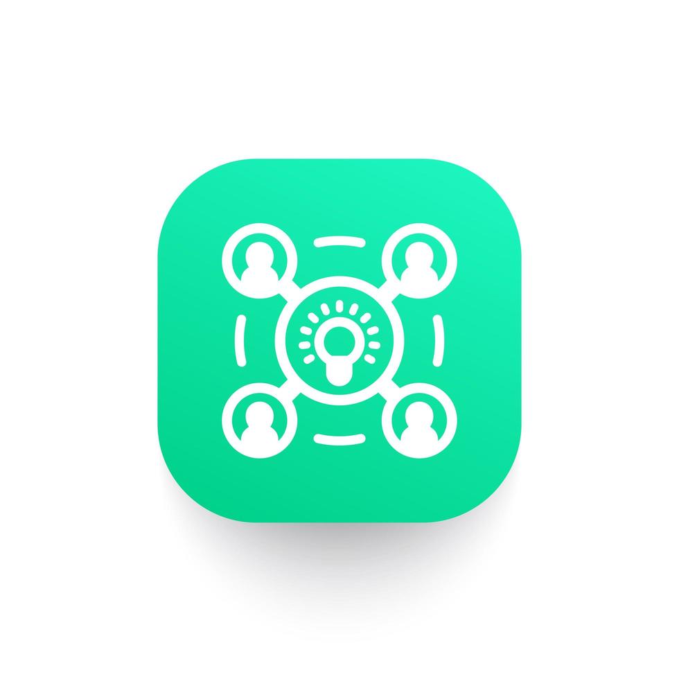 brainstorm icon, pictogram on green shape vector