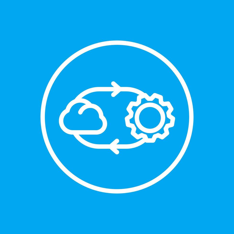 cloud technology line icon in circle, vector illustration