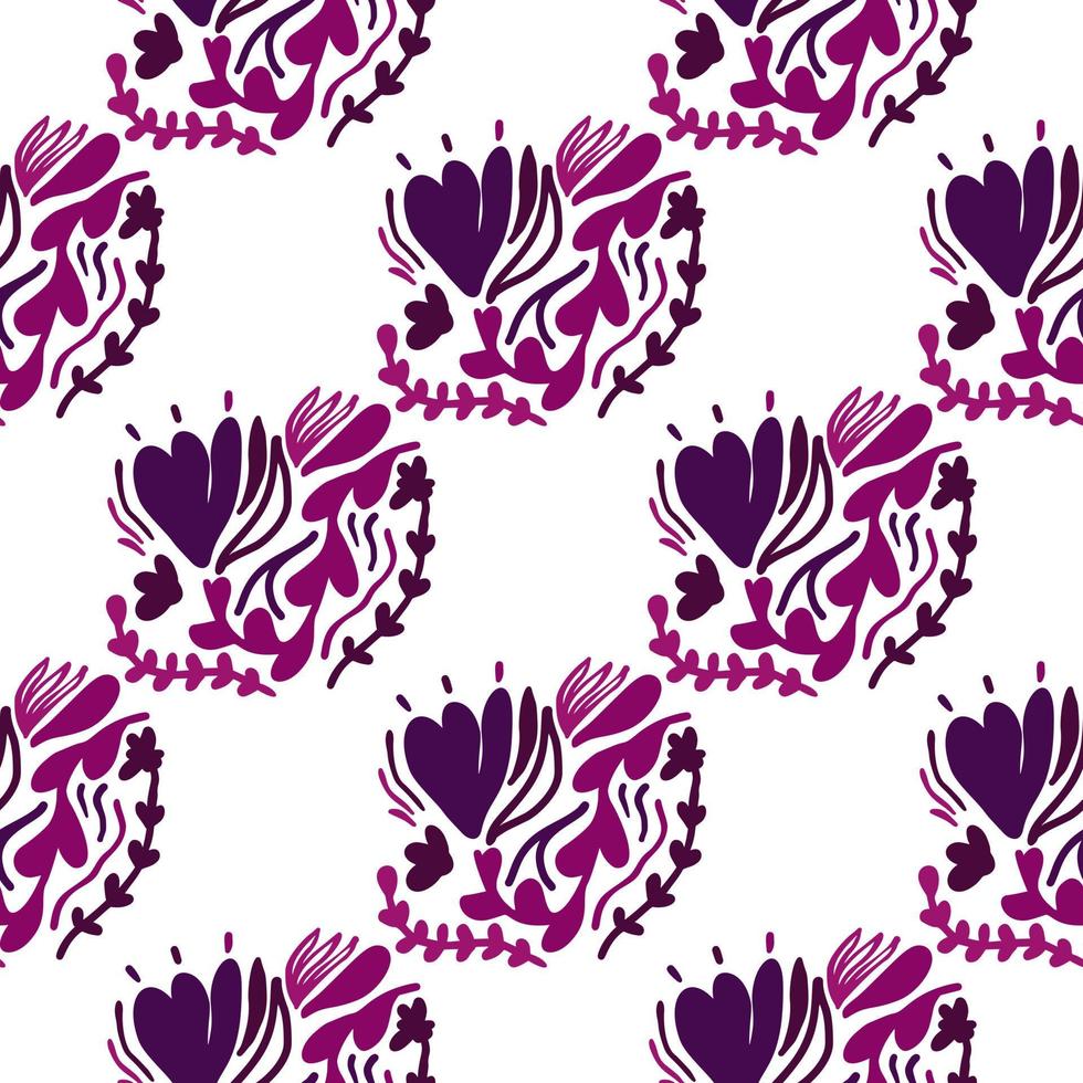 Vintage flowers and leaves seamless pattern. vector