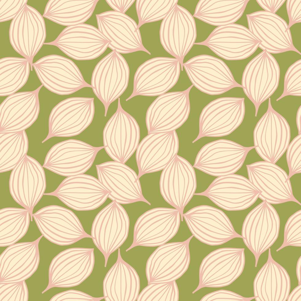 Exotic outline leaves seamless pattern. Abstract floral background. vector