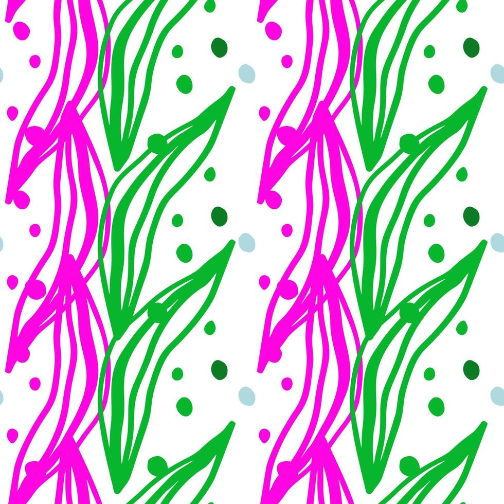 Abstract linear leaves tropical seamless pattern. Rainforest line background. vector
