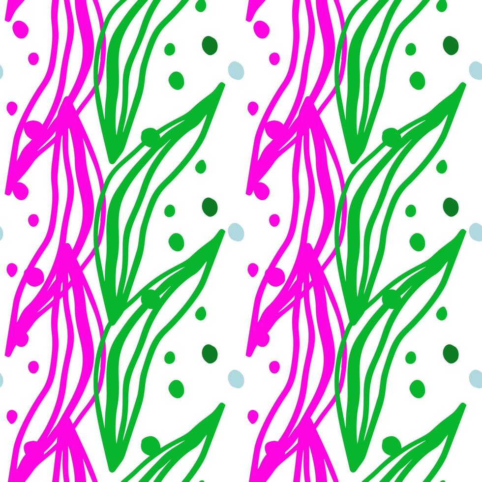 Abstract linear leaves tropical seamless pattern. Rainforest line background. vector