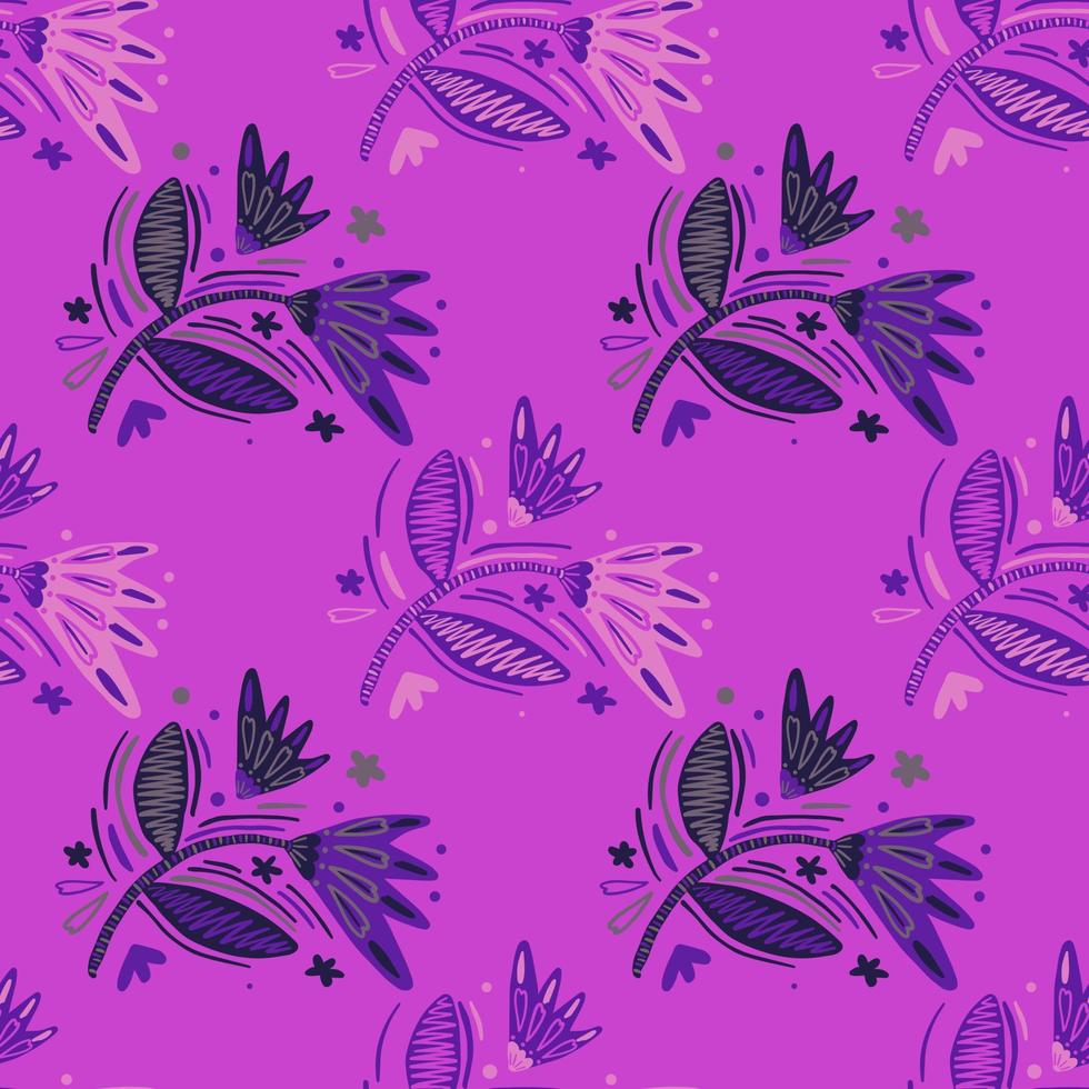 Seamless pattern with flowers and leaves. vector