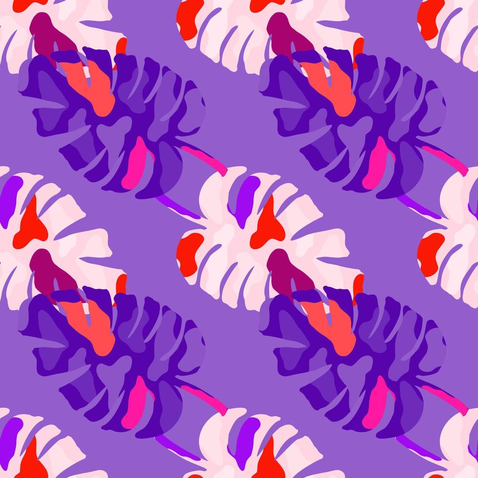 Abstract monstera leaves tropical seamless pattern. Rainforest background. vector