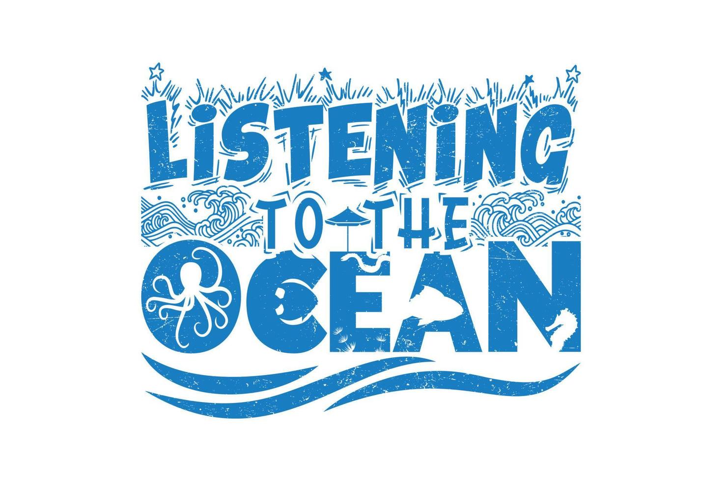 listening to the ocean t shirt design vector