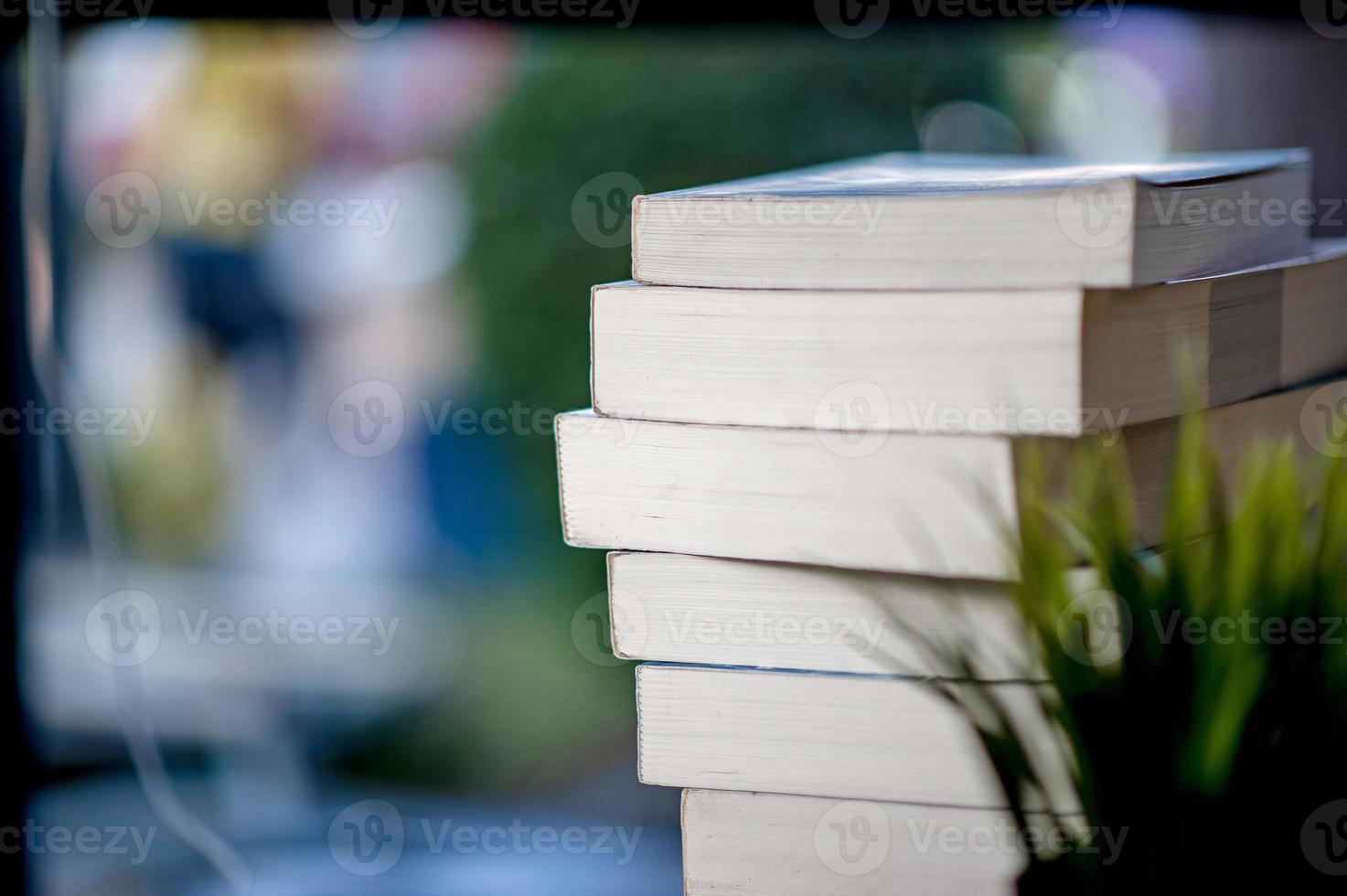 Book placed on the desk A lot of books, beautiful colors for studying, knowledge,education - images photo