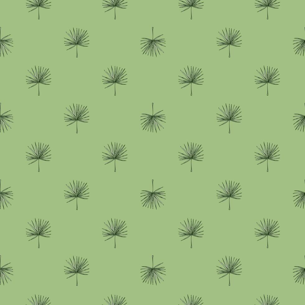 Fan palm leaves seamless pattern.Vintage tropical branch in engraving style. vector
