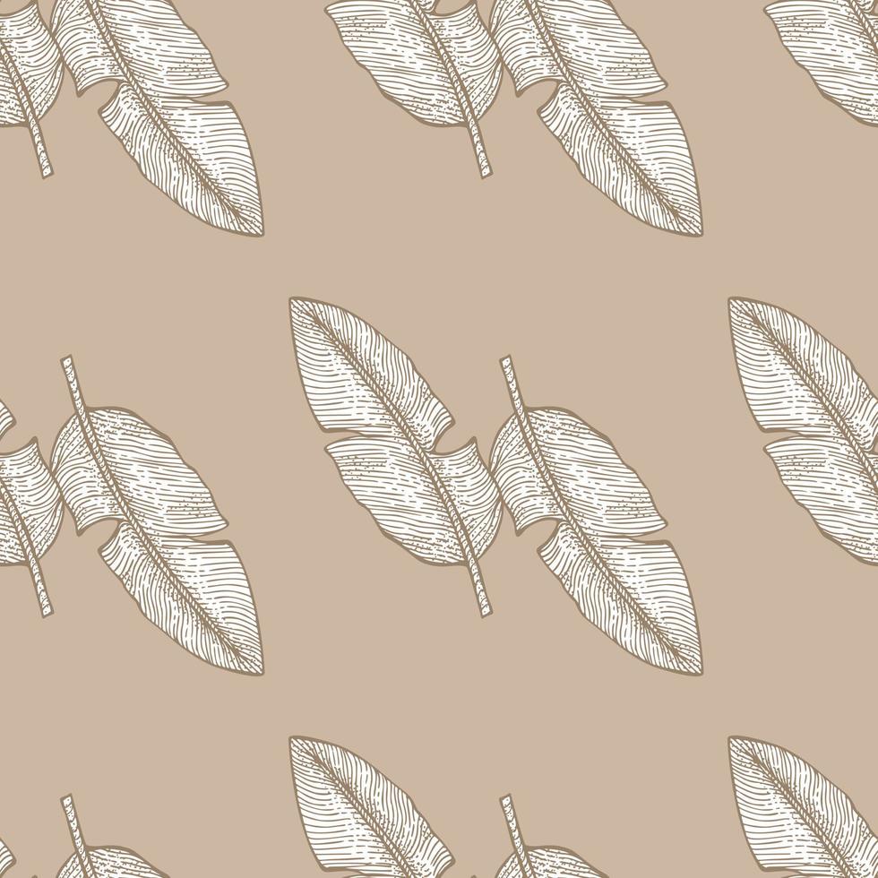 Banana leaf seamless pattern.Vintage tropical branch in engraving style. vector