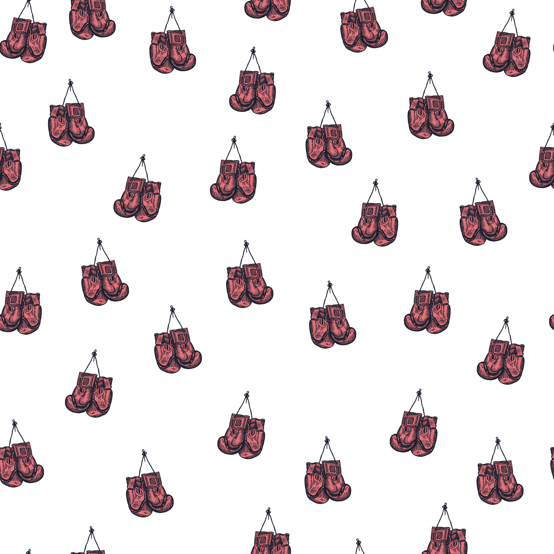 Boxing gloves hanging seamless pattern. Vintage sport inventory