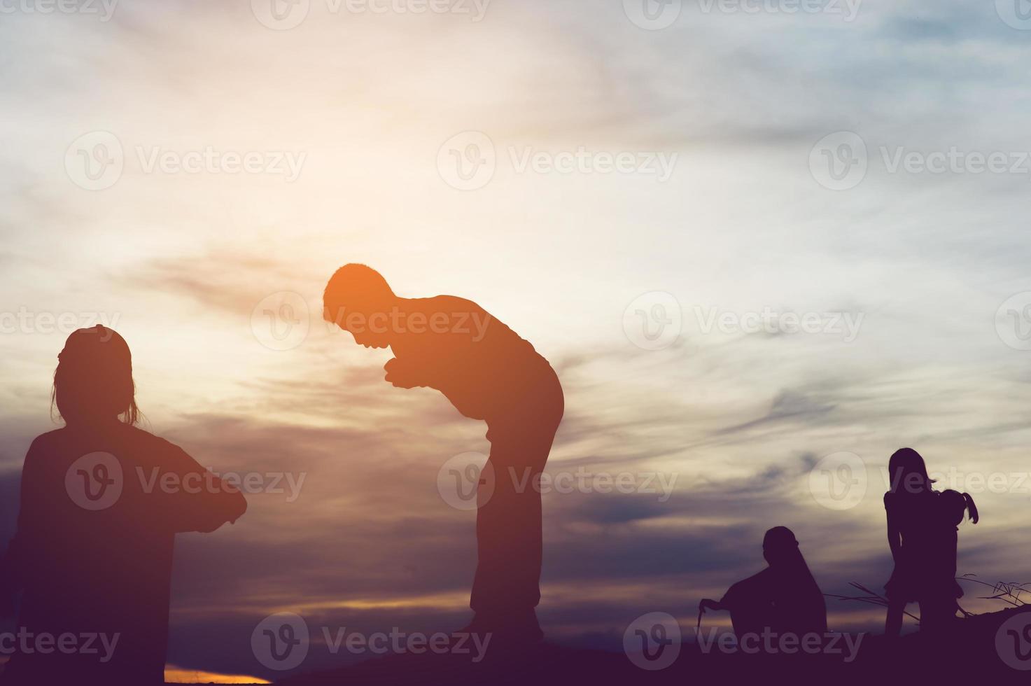 Silhouette of team leadership, teamwork and teamwork and delightful silhouette concepts photo