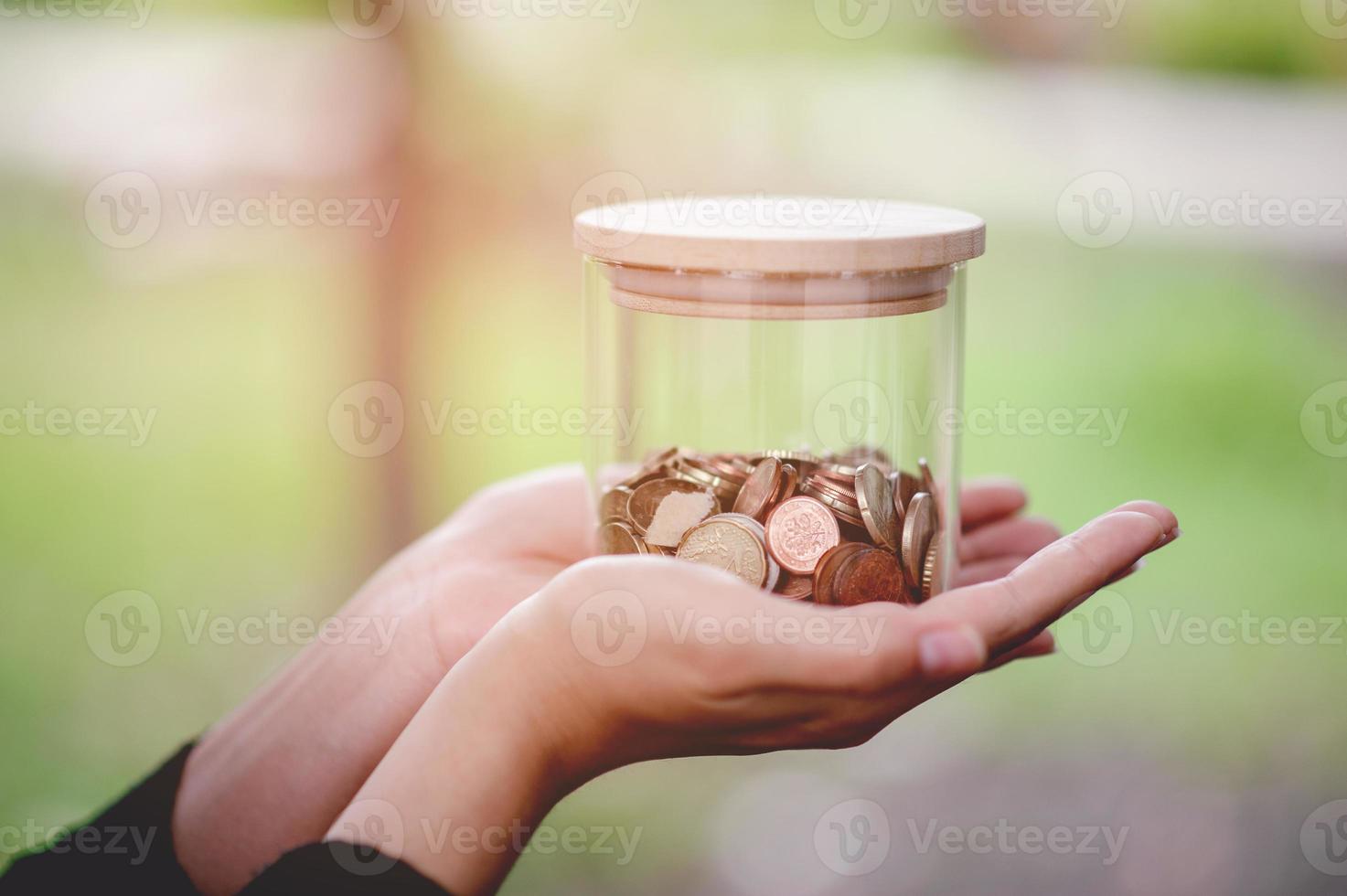 Hands and savings of close-up young women for business Business concept - image photo