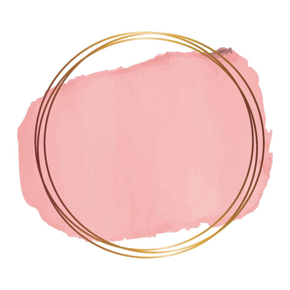 Pink brush strokes and gold lines. vector