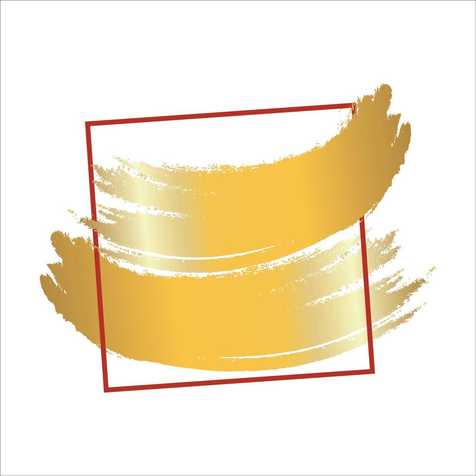 Red Frame with Golden Brush Stroke vector