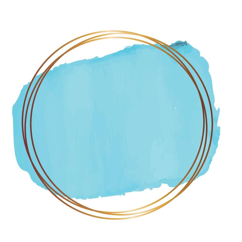 Blu brush strokes and gold lines. vector