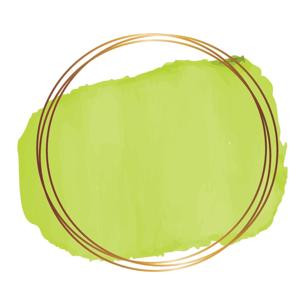 Green brush strokes and gold lines. vector